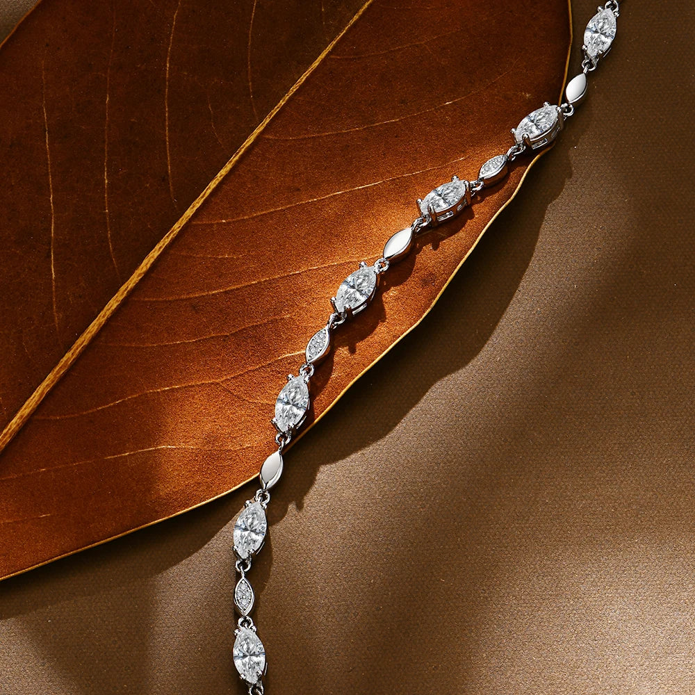   MirrorQuenn  Marquise & Round Moissanite S925 Tennis Bracelet S925 Sterling Sliver / Yellow Gold / 17cm-S925 Sterling Sliver / Yellow Gold / 18cm-S925 Sterling Sliver / Yellow Gold / 19cm-S925 Sterling Sliver / Yellow Gold / 20cm-S925 Sterling Sliver / White Gold / 20cm 