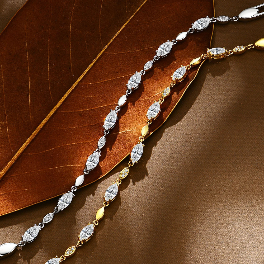   MirrorQuenn  Marquise & Round Moissanite S925 Tennis Bracelet S925 Sterling Sliver / Yellow Gold / 17cm-S925 Sterling Sliver / Yellow Gold / 18cm-S925 Sterling Sliver / Yellow Gold / 19cm-S925 Sterling Sliver / Yellow Gold / 20cm-S925 Sterling Sliver / White Gold / 20cm 