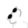   MirrorQuenn  Mini Glasses Moissanite Adjustable Ring in S925 Sterling Silver 925 Sterling Silver / White Gold Plated / 7-925 Sterling Silver / White Gold Plated / 5-925 Sterling Silver / White Gold Plated / 9-925 Sterling Silver / Yellow Gold Plated / 7-925 Sterling Silver / Yellow Gold Plated / 5 