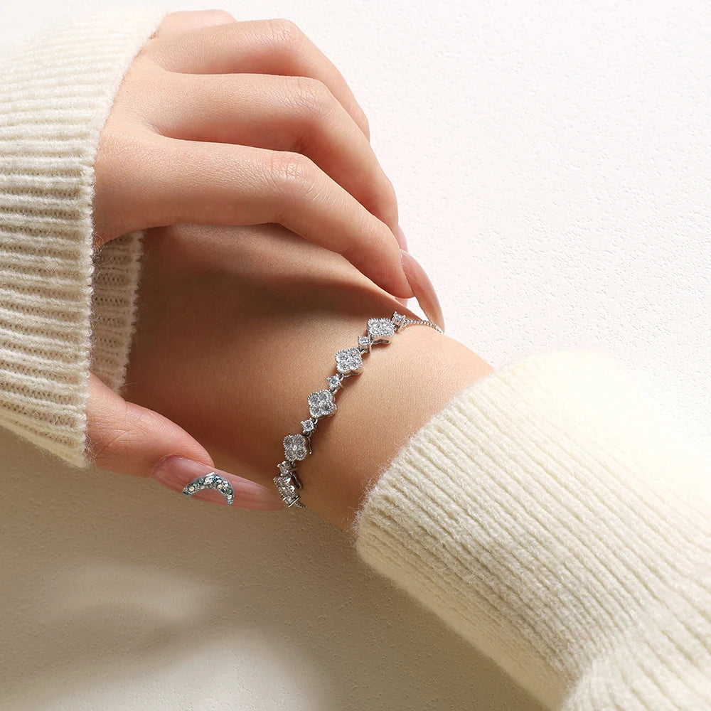   MirrorQuenn  MirrorQuenn™ Celestial Star Moissanite Bracelet S925 Sterling Silver / White Gold / 24cm-S925 Sterling Silver / Yellow Gold / 24cm 