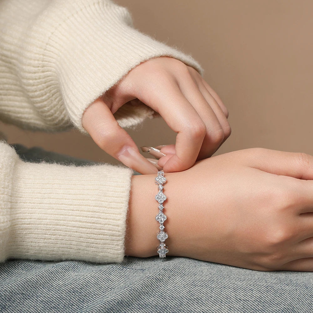   MirrorQuenn  MirrorQuenn™ Celestial Star Moissanite Bracelet S925 Sterling Silver / White Gold / 24cm-S925 Sterling Silver / Yellow Gold / 24cm 