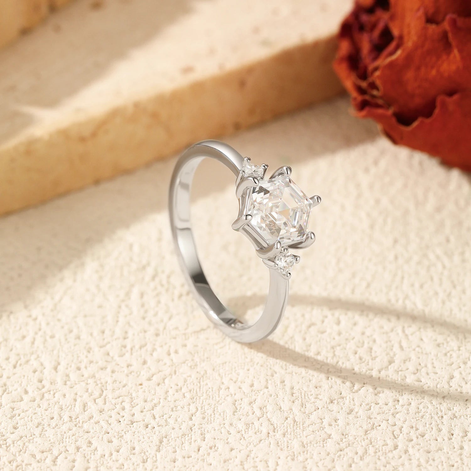   MirrorQuenn rings Modern Hexagon Solitaire Ring S925 Sterling Silver / 5-S925 Sterling Silver / 6-S925 Sterling Silver / 7-S925 Sterling Silver / 8-S925 Sterling Silver / 9 