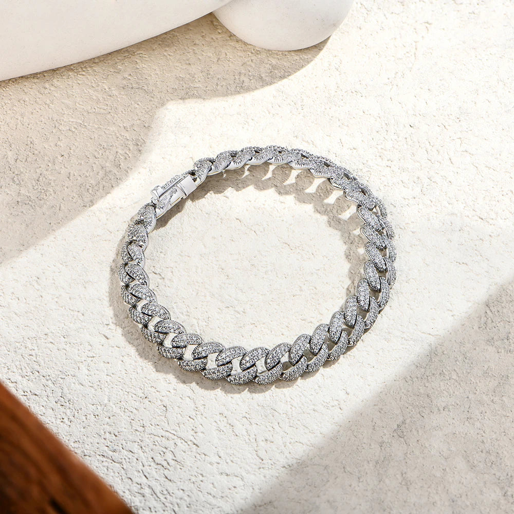   MirrorQuenn  Moissanite Cuban Link Bracelet – 925 Sterling Silver s925 Sterling Silver / 6.0mm white / 16cm-s925 Sterling Silver / 6.0mm white / 15cm-s925 Sterling Silver / 6.0mm white / 17cm-s925 Sterling Silver / 6.0mm white / 18cm-s925 Sterling Silver / 6.0mm white / 19cm 