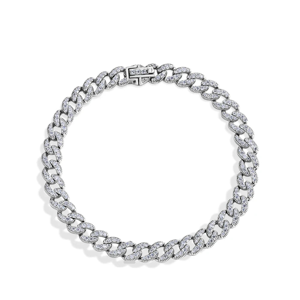   MirrorQuenn  Moissanite Cuban Link Bracelet – 925 Sterling Silver s925 Sterling Silver / 6.0mm white / 16cm-s925 Sterling Silver / 6.0mm white / 15cm-s925 Sterling Silver / 6.0mm white / 17cm-s925 Sterling Silver / 6.0mm white / 18cm-s925 Sterling Silver / 6.0mm white / 19cm 