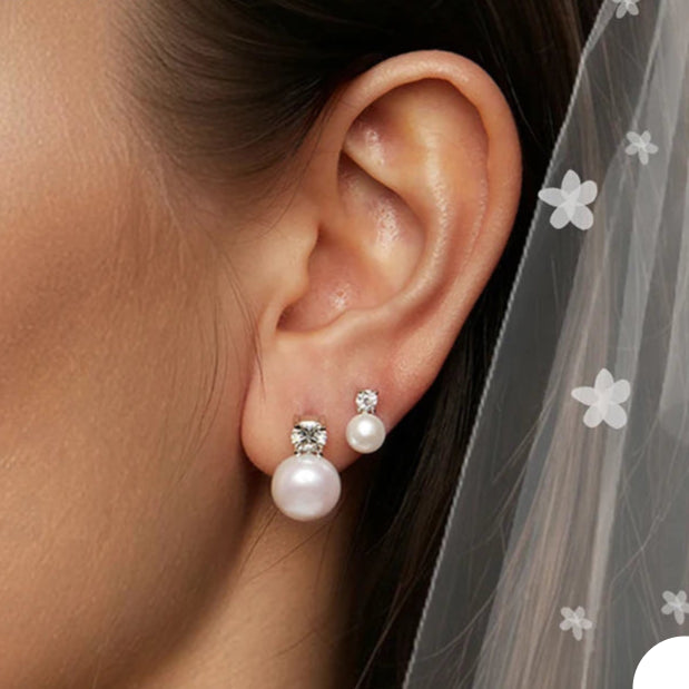   MirrorQuenn  Moissanite & Pearl Sterling Silver Stud Earrings 0.1CT-0.5CT 