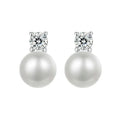   MirrorQuenn  Moissanite & Pearl Sterling Silver Stud Earrings 0.1CT-0.5CT 
