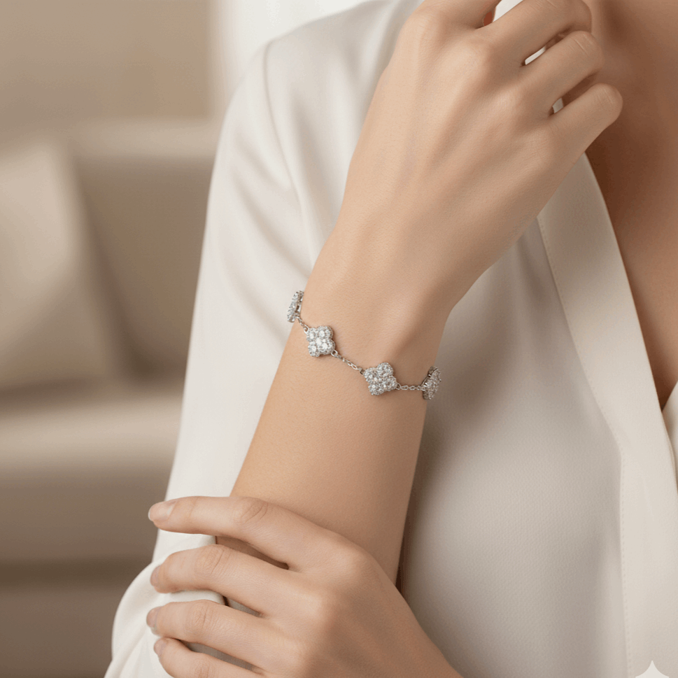   MirrorQuenn  Moissanite Star Bracelet in Sterling Silver 925 Sterling Silver / Pink Zircon + Yellow Gold / 14cm-925 Sterling Silver / Pink Zircon + Yellow Gold / 15cm-925 Sterling Silver / Pink Zircon + Yellow Gold / 16cm-925 Sterling Silver / Pink Zircon + Yellow Gold / 17cm-925 Sterling Silver / Pink Zircon + Yellow Gold / 18cm 