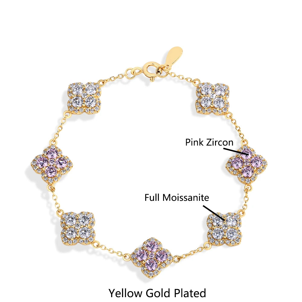   MirrorQuenn bracelets Moissanite Star Bracelet in Sterling Silver 925 Sterling Silver / Pink Zircon + Yellow Gold / 17cm-925 Sterling Silver / Pink Zircon + Yellow Gold / 16cm-925 Sterling Silver / Pink Zircon + Yellow Gold / 15cm-925 Sterling Silver / Pink Zircon + Yellow Gold / 18cm-925 Sterling Silver / Pink Zircon + Yellow Gold / 19cm 