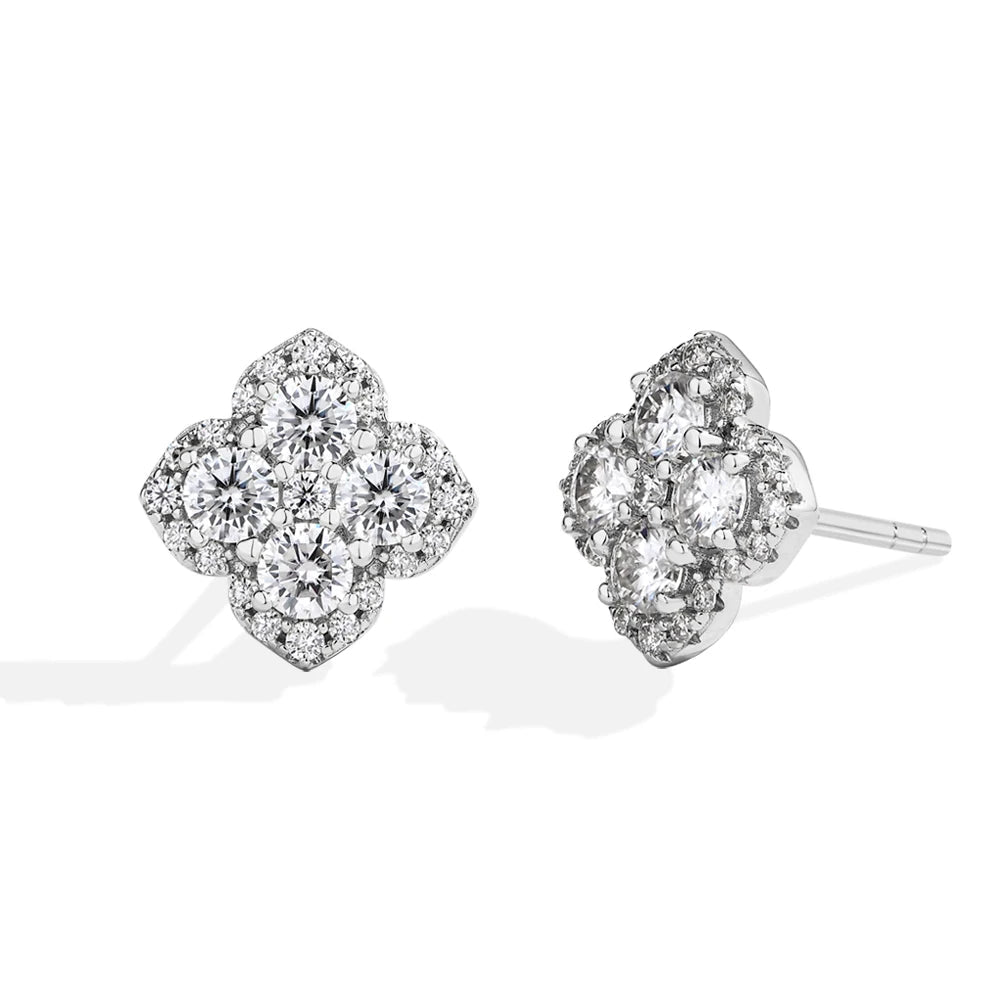   MirrorQuenn  Moissanite Sterling Silver Stud Earrings White Gold Plated / 925 Sterling Silver-Yellow Gold Plated / 925 Sterling Silver 