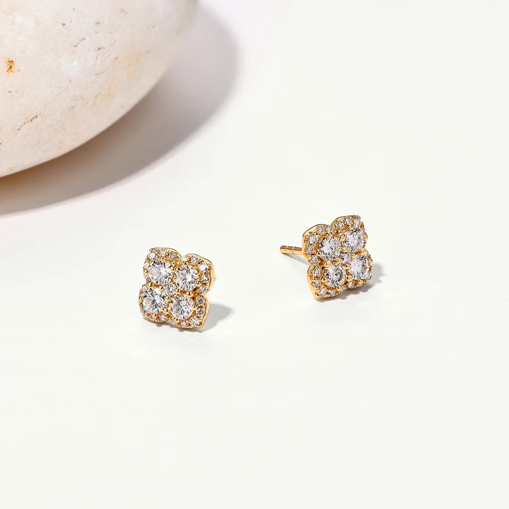   MirrorQuenn  Moissanite Sterling Silver Stud Earrings White Gold Plated / 925 Sterling Silver-Yellow Gold Plated / 925 Sterling Silver 