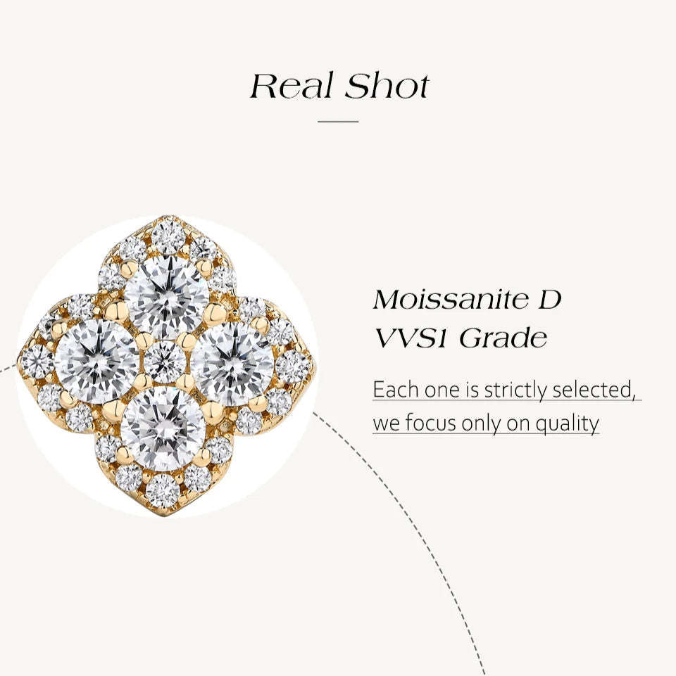   MirrorQuenn  Moissanite Sterling Silver Stud Earrings White Gold Plated / 925 Sterling Silver-Yellow Gold Plated / 925 Sterling Silver 