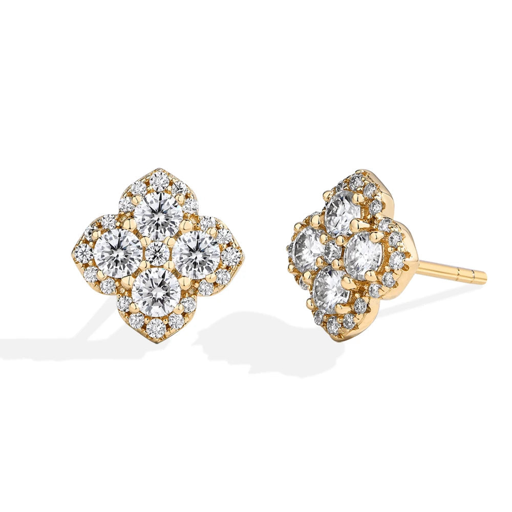   MirrorQuenn  Moissanite Sterling Silver Stud Earrings White Gold Plated / 925 Sterling Silver-Yellow Gold Plated / 925 Sterling Silver 