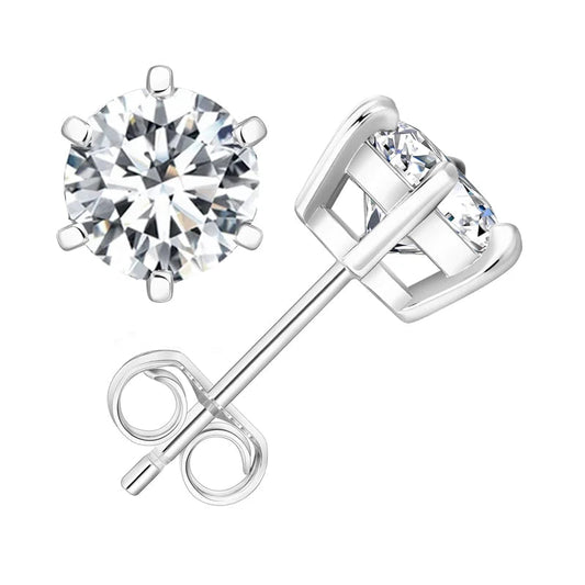 mirrorquenn Moissanite Stud Earrings 925 Sterling Silver Lab Diamond in shop online women's fashion