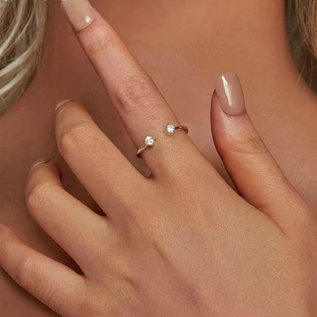   MirrorQuenn  Moissanite White Gold Adjustable Silver Ring MSR060-E / resizable-MSR060-EB / resizable 