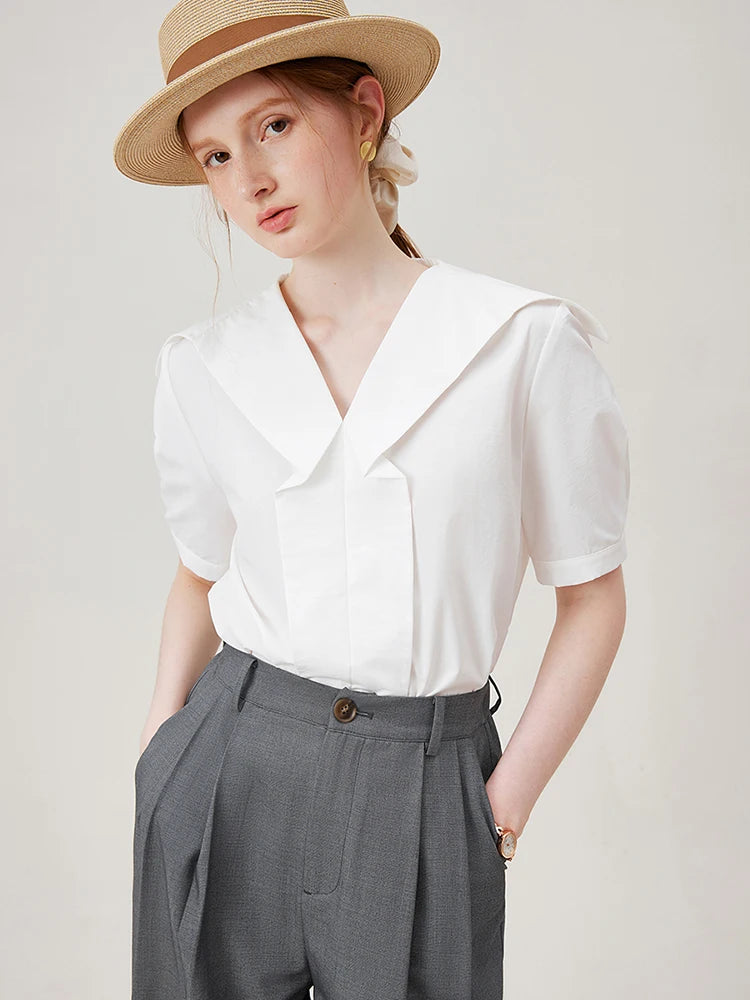 mirrorquenn Navy Sailor Collar Top in shop online women's fashion