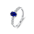   MirrorQuenn  Oval Blue Zirconia Silver Ring Blue / 5-Blue / 6-Blue / 7-Blue / 8-Blue / 9 