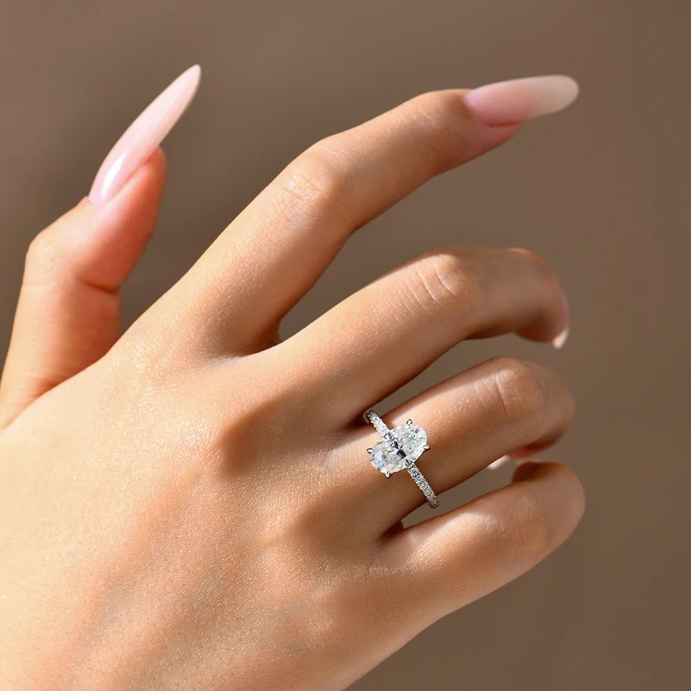   MirrorQuenn  Radiance 3.0ct Oval Solitaire S925 Sterling Silver / White Gold / 4-S925 Sterling Silver / White Gold / 4.5-S925 Sterling Silver / White Gold / 5-S925 Sterling Silver / White Gold / 5.5-S925 Sterling Silver / White Gold / 6 