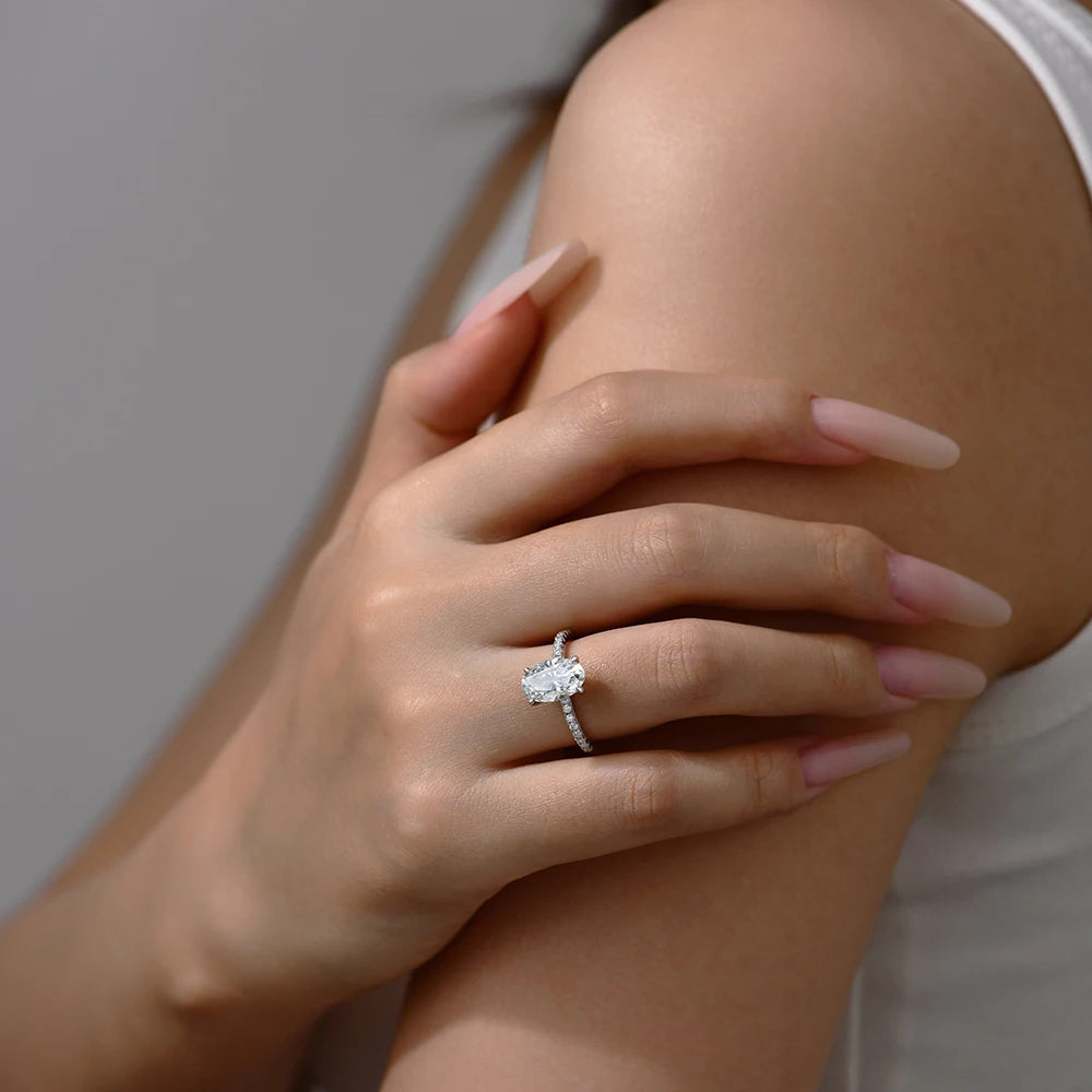   MirrorQuenn  Radiance 3.0ct Oval Solitaire S925 Sterling Silver / White Gold / 4-S925 Sterling Silver / White Gold / 4.5-S925 Sterling Silver / White Gold / 5-S925 Sterling Silver / White Gold / 5.5-S925 Sterling Silver / White Gold / 6 