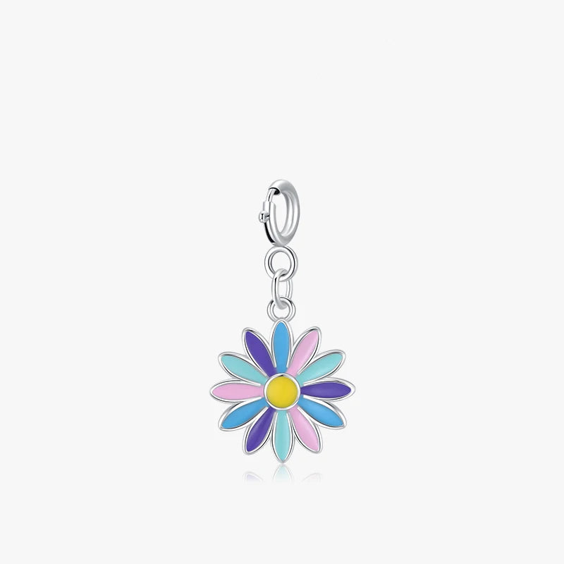   MirrorQuenn  Rainbow Enamel Flower Charm Rainbow Flower 
