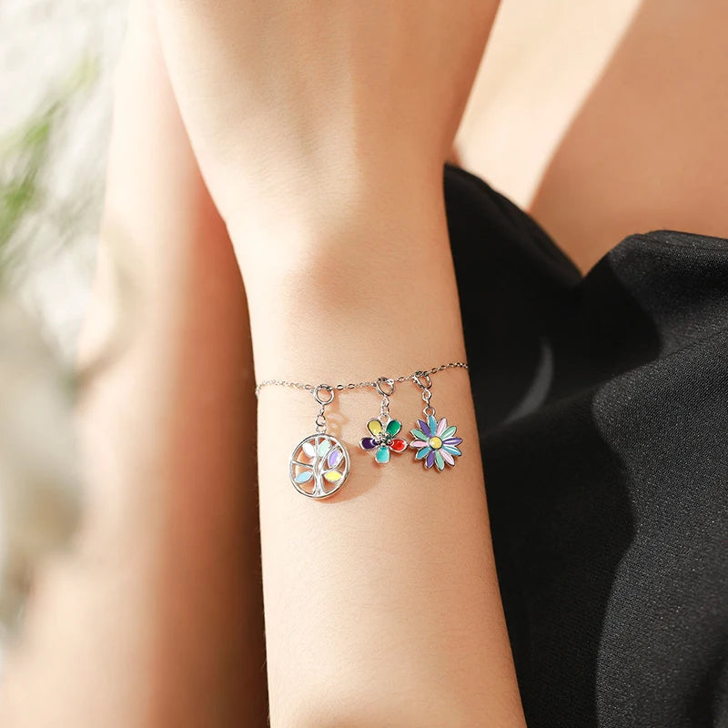   MirrorQuenn  Rainbow Enamel Flower Charm Rainbow Flower 