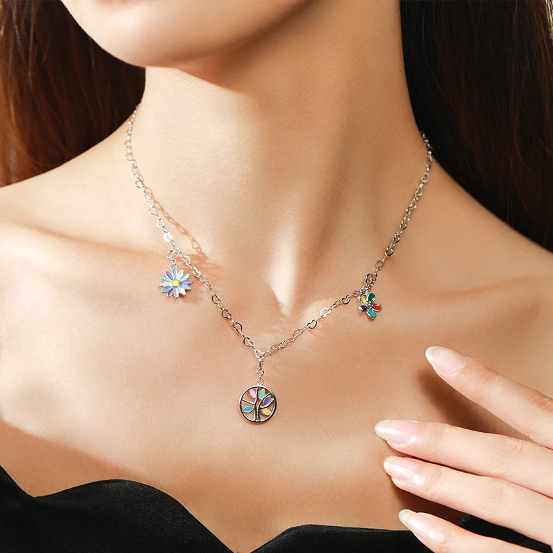   MirrorQuenn  Rainbow Enamel Flower Charm Rainbow Flower 