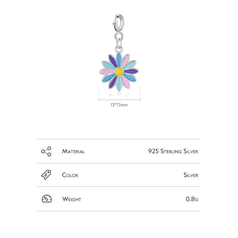   MirrorQuenn  Rainbow Enamel Flower Charm Rainbow Flower 