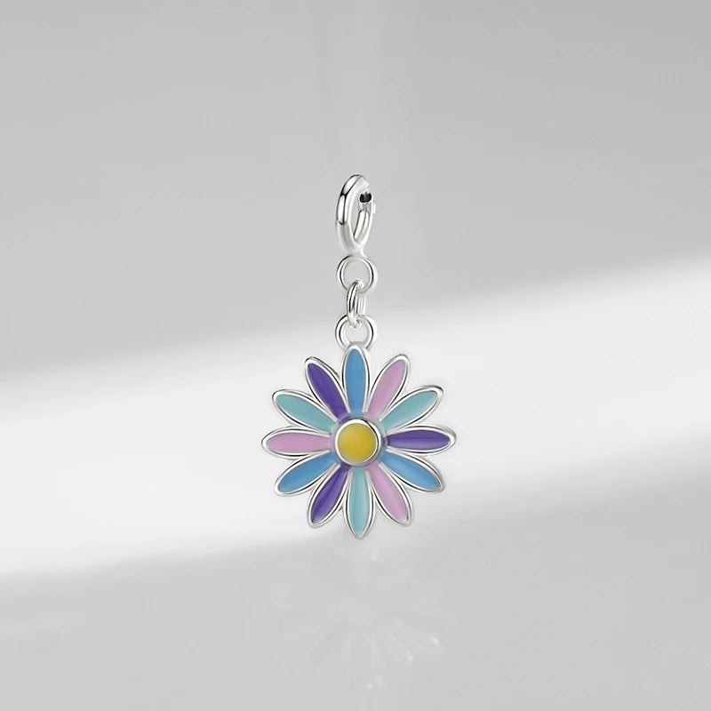   MirrorQuenn  Rainbow Enamel Flower Charm Rainbow Flower 