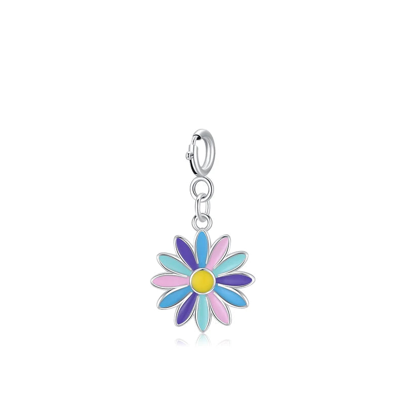   MirrorQuenn  Rainbow Enamel Flower Charm Rainbow Flower 