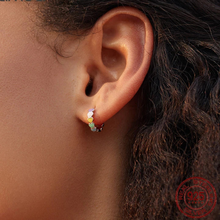   MirrorQuenn  Rainbow Heart Ring & Earrings Set Gold / 5-Gold / 7-Gold / 6-Gold / 8-Gold / 9 