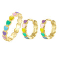   MirrorQuenn  Rainbow Heart Ring & Earrings Set Gold / 5-Gold / 7-Gold / 6-Gold / 8-Gold / 9 