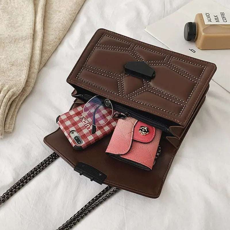 mirrorquenn Rivet Chain Crossbody in shop online women's fashion