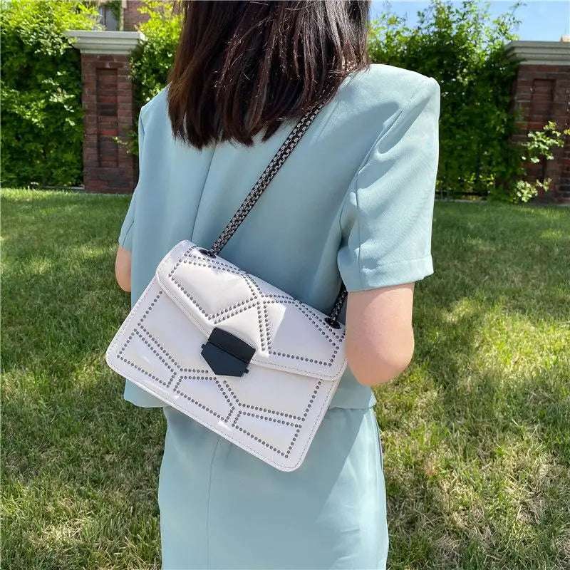 mirrorquenn Rivet Chain Crossbody in shop online women's fashion