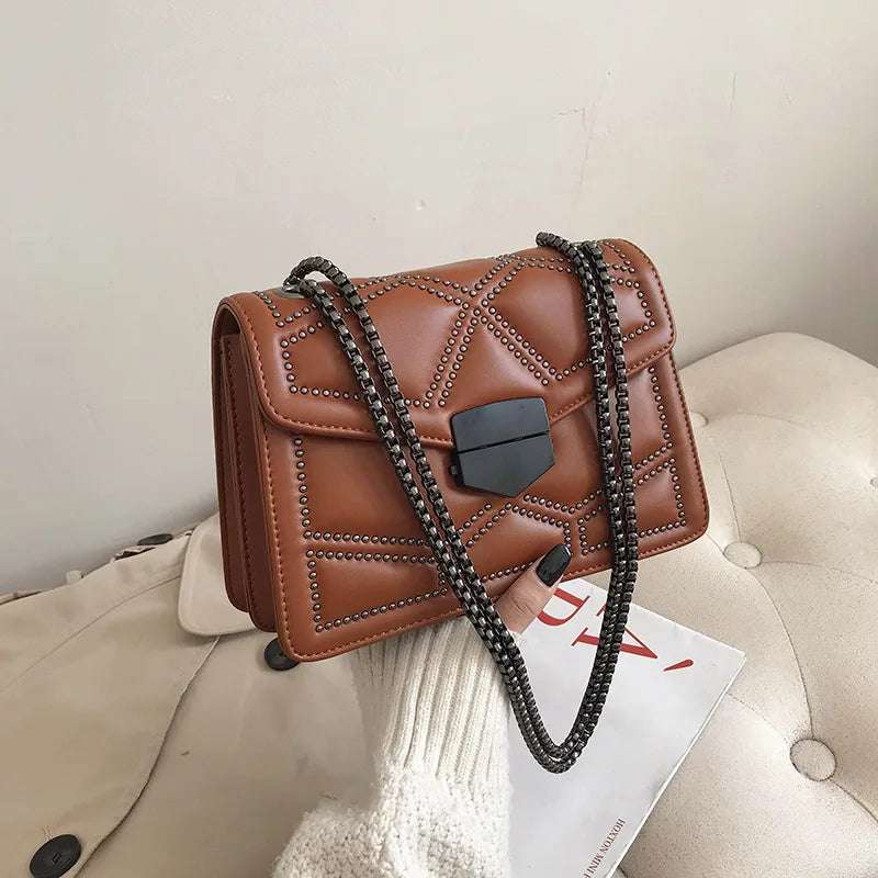 mirrorquenn Rivet Chain Crossbody in shop online women's fashion