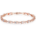   MirrorQuenn  Rose Gold Crystal Drop Link Bracelet JIB013-JIB013-PK-YIB051-YIB026 