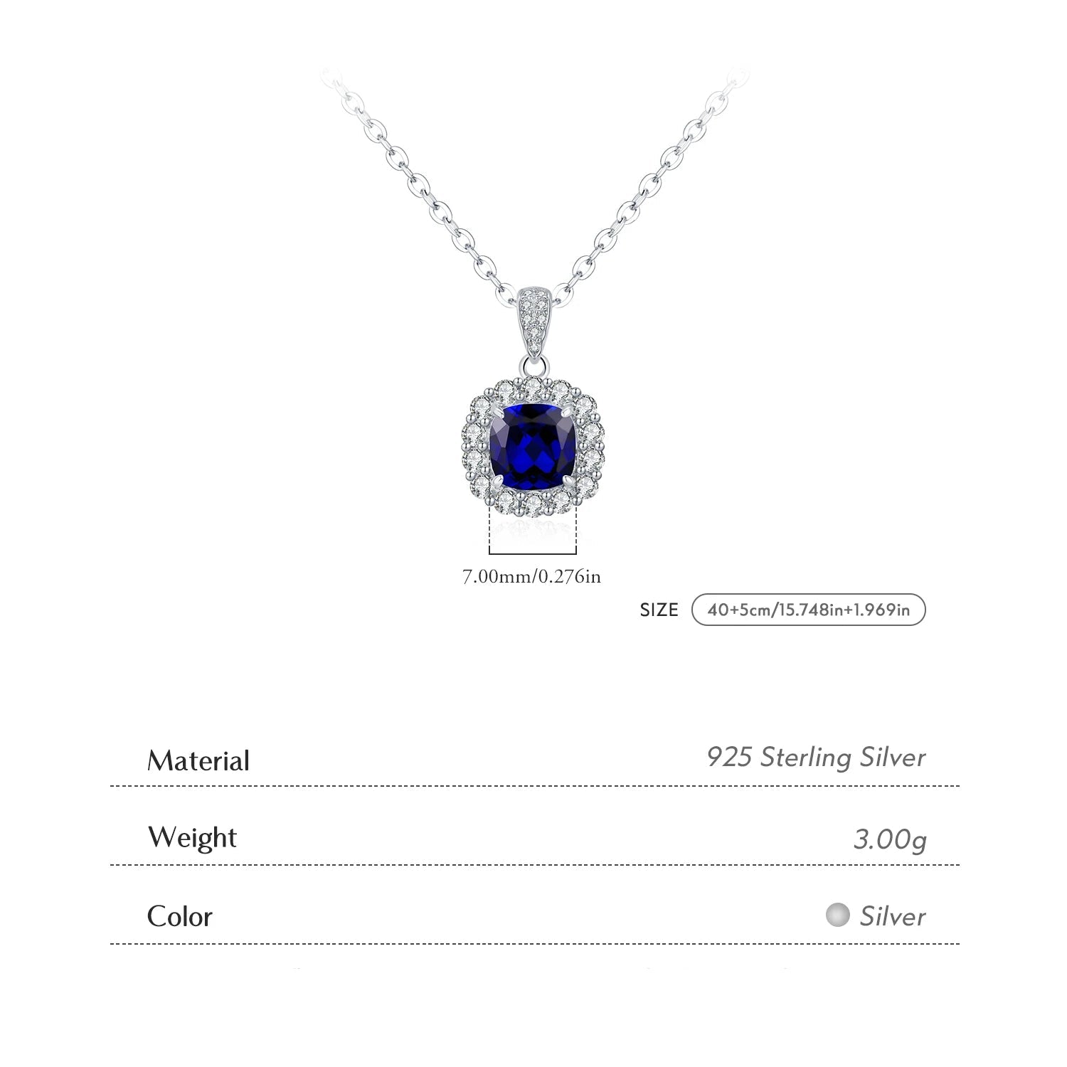   MirrorQuenn  Royal Azure Geometric Pendant S925 Sterling Silver 