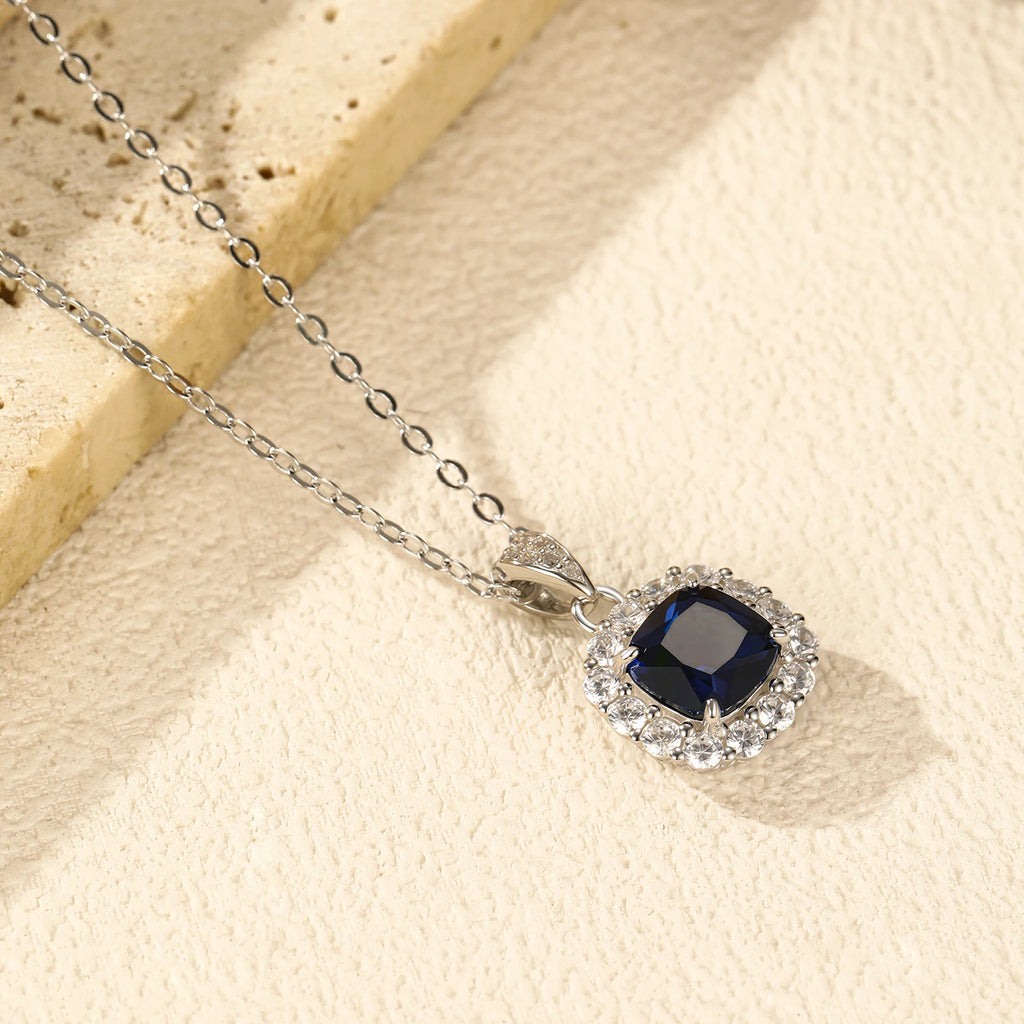   MirrorQuenn  Royal Azure Geometric Pendant S925 Sterling Silver 