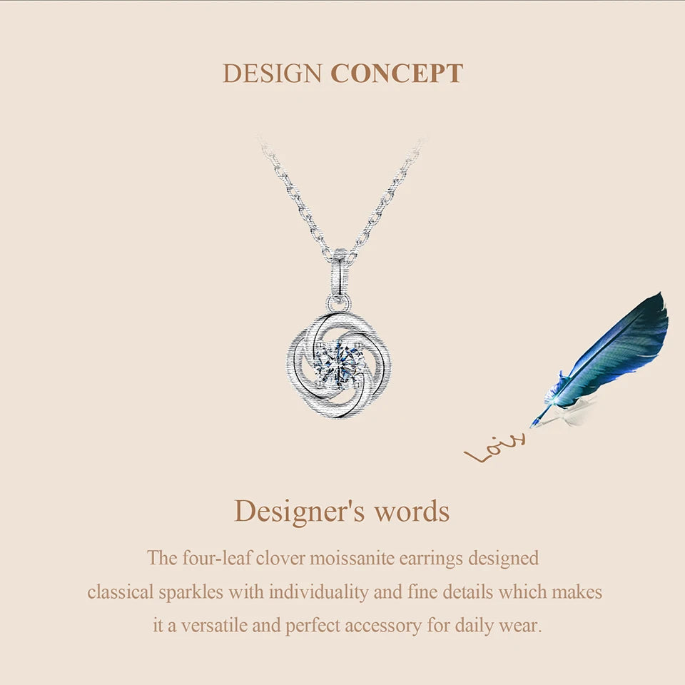 mirrorquenn Silver Four-Leaf Clover Moissanite Necklace in shop online women's fashion