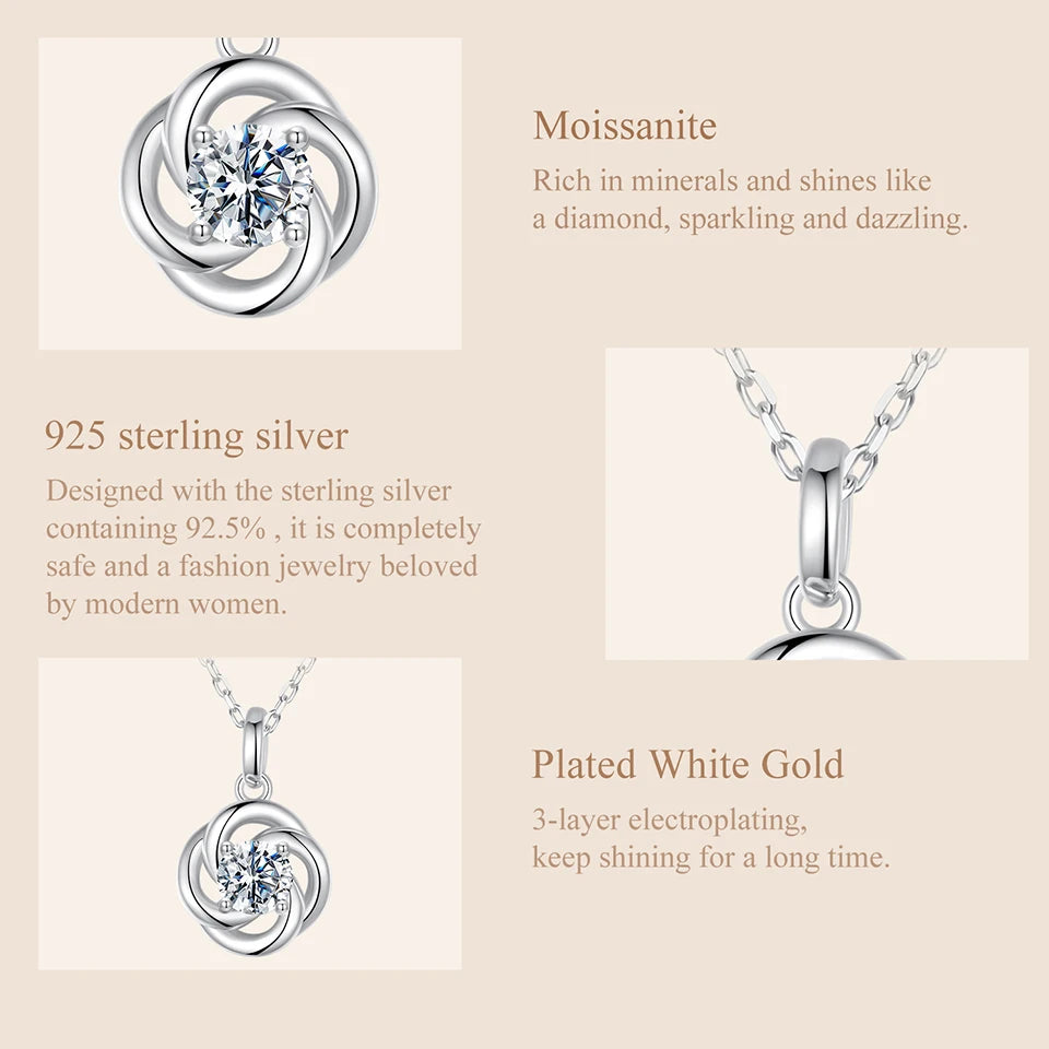 mirrorquenn Silver Four-Leaf Clover Moissanite Necklace in shop online women's fashion