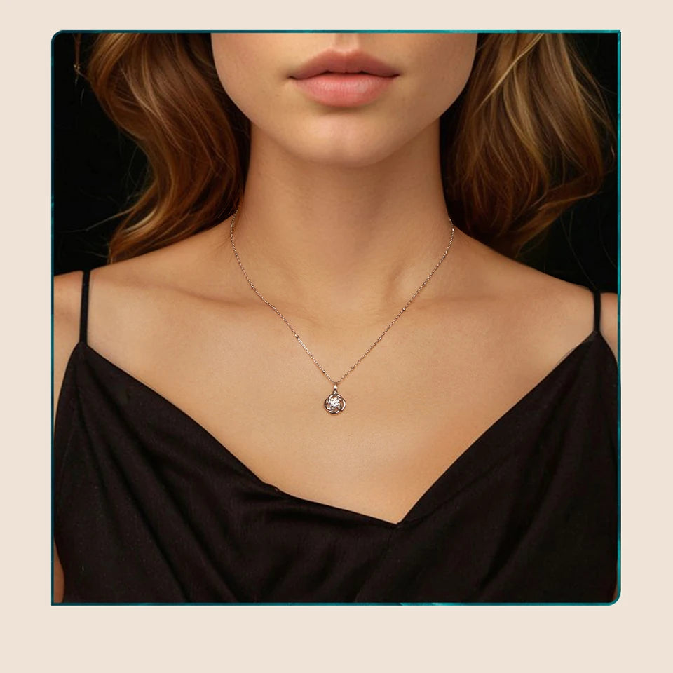 mirrorquenn Silver Four-Leaf Clover Moissanite Necklace in shop online women's fashion