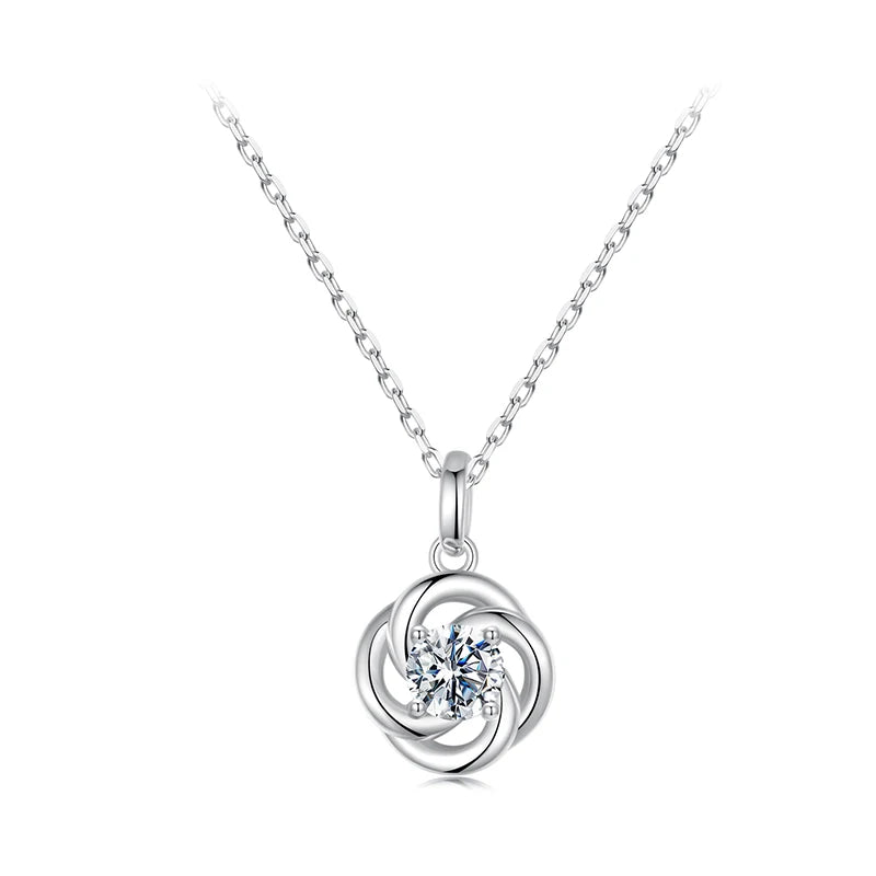 mirrorquenn Silver Four-Leaf Clover Moissanite Necklace in shop online women's fashion
