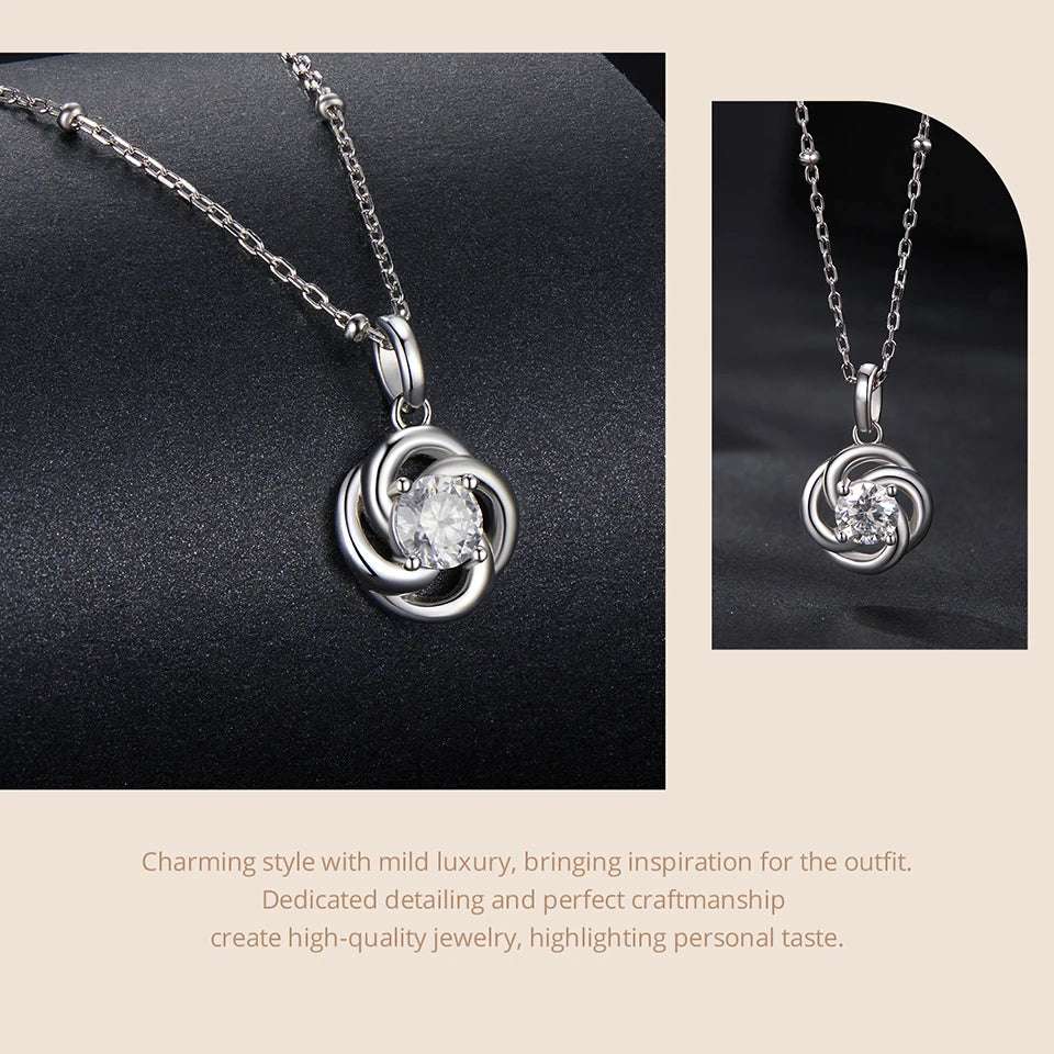 mirrorquenn Silver Four-Leaf Clover Moissanite Necklace in shop online women's fashion