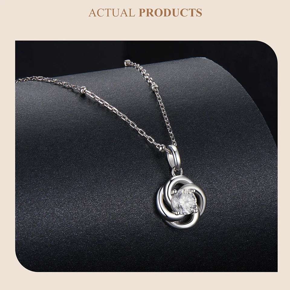 mirrorquenn Silver Four-Leaf Clover Moissanite Necklace in shop online women's fashion