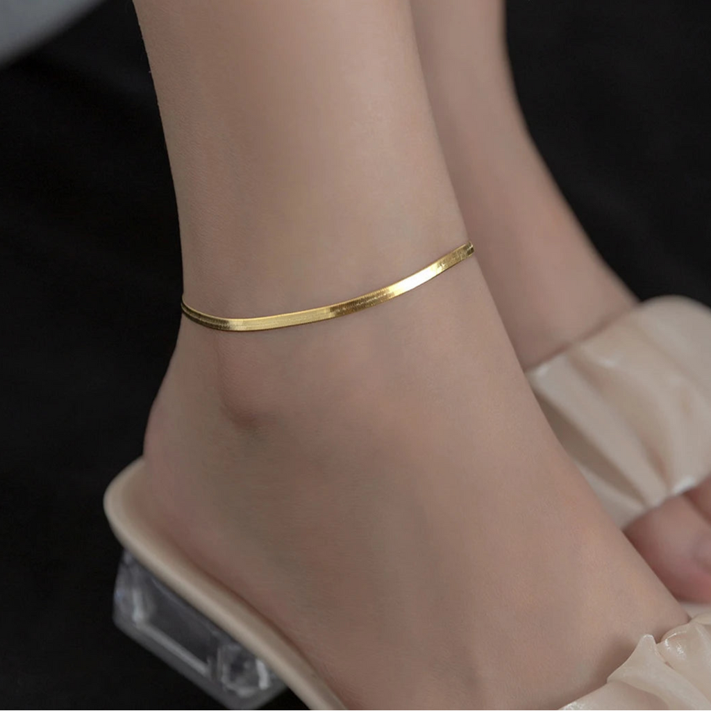   MirrorQuenn  Snake Chain Anklet Gold Color-Silver Color 