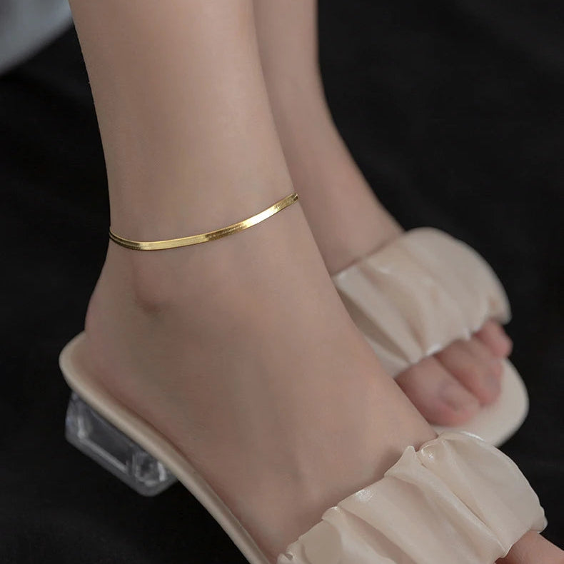   MirrorQuenn  Snake Chain Anklet Gold Color-Silver Color 