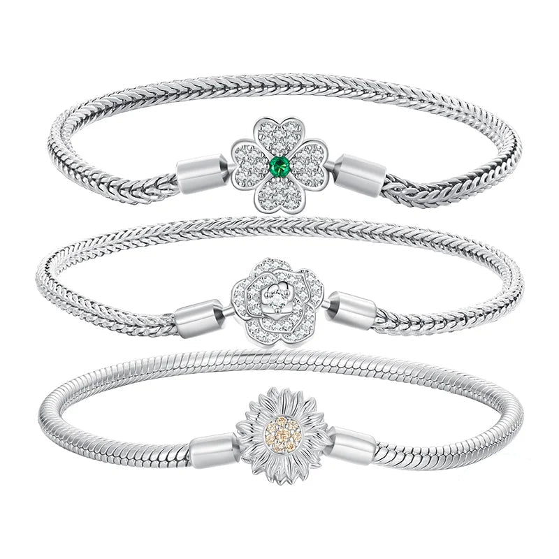   MirrorQuenn  Sterling Silver Charm Bracelet with Symbolic Clasp BSB113 / 17CM-BSB123 / 21CM-BSB123 / 19CM-BSB123 / 17CM-SCB223 / 19CM 