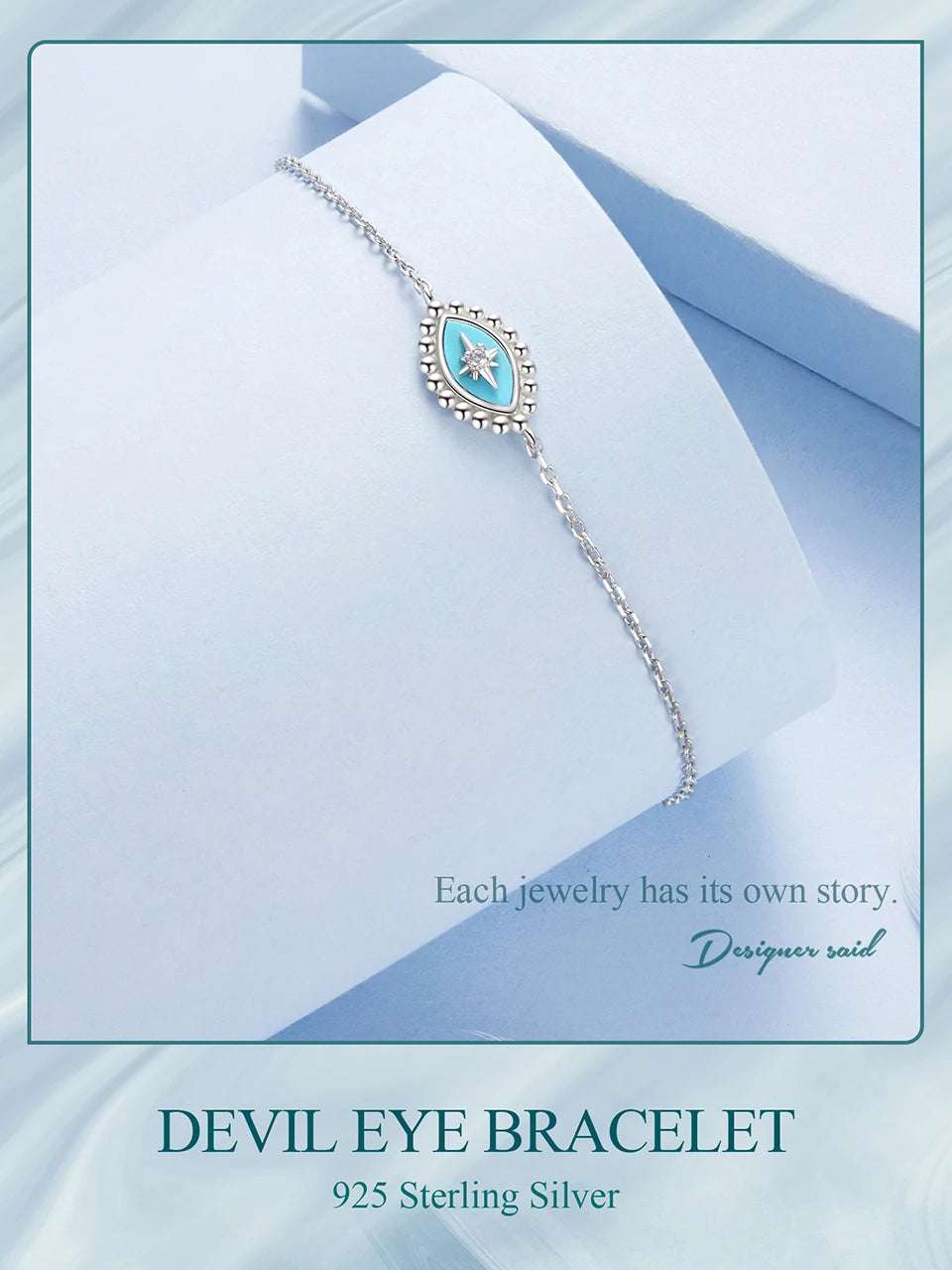 mirrorquenn Sterling Silver Evil Eye Bracelet Adjustable Chain in shop online women's fashion