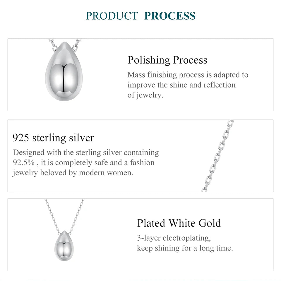 mirrorquenn Sterling Silver Pear Necklace White Gold in shop online women's fashion