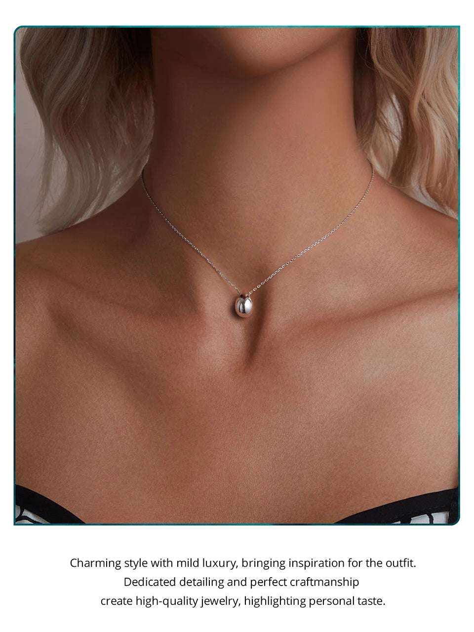 mirrorquenn Sterling Silver Pear Necklace White Gold in shop online women's fashion