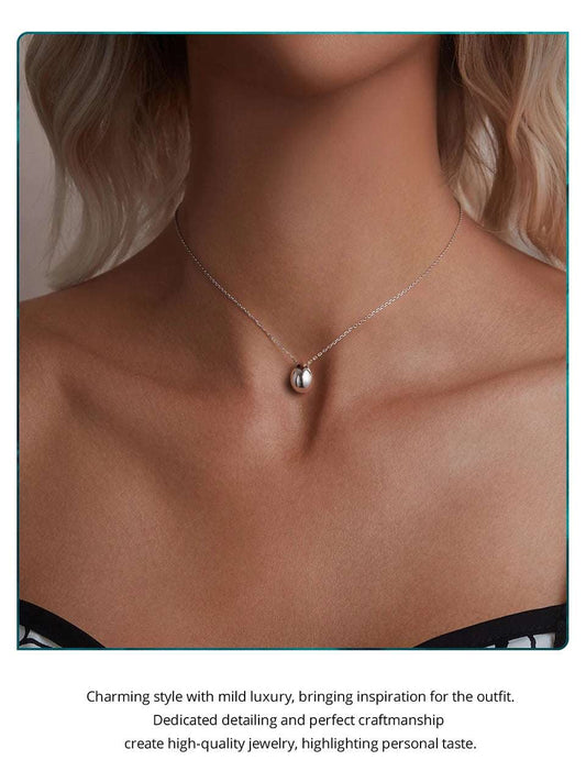 mirrorquenn Sterling Silver Pear Necklace White Gold in shop online women's fashion