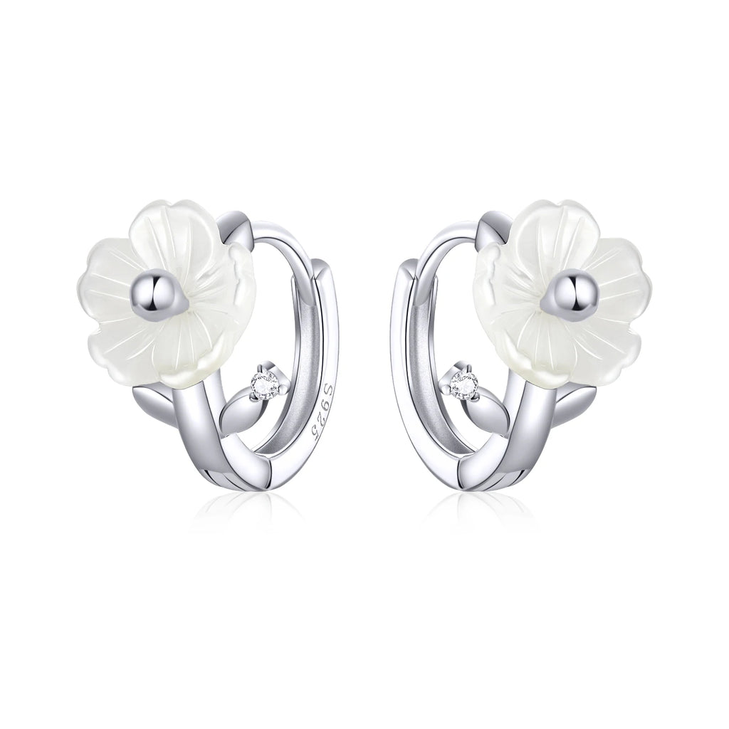 mirrorquenn Sterling Silver Sakura Pink Shell Stud Earrings in shop online women's fashion